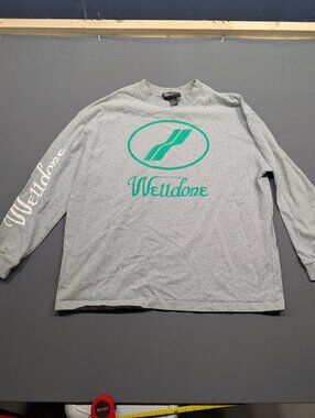 We11done Grey Long Sleeve Logo Tee Ex Boyfriend Shirt Streetwear